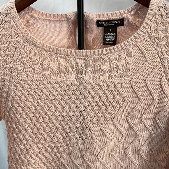 Women’s Pretty Pink Acrylic Sweater with Textured Design and Metallic Flakes - Picture 2 of 5